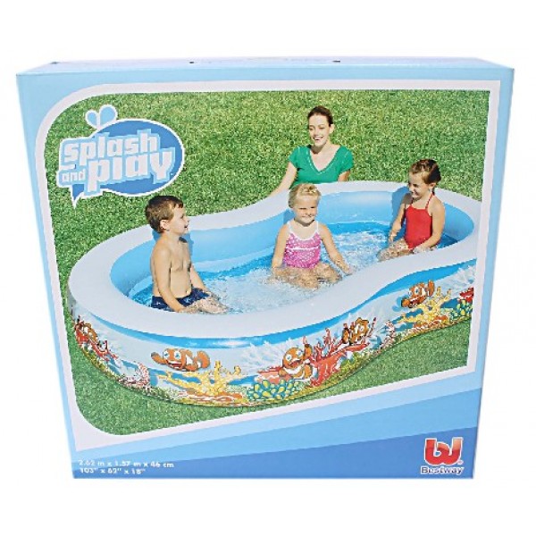 BESTWAY 54118 103" X 62" X 18" INFLATABLE KID'S PLAY POOL 2.62mX1.57mX46cm